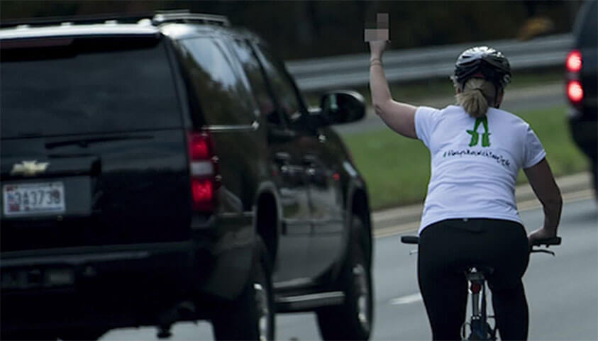 Did the Woman Who Flipped Off Trump and His Motorcade Go Too Far?