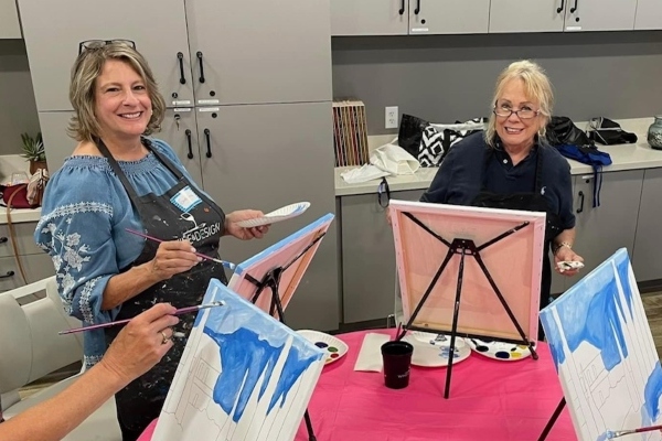Susanne at a painting class at her Del Webb community.
