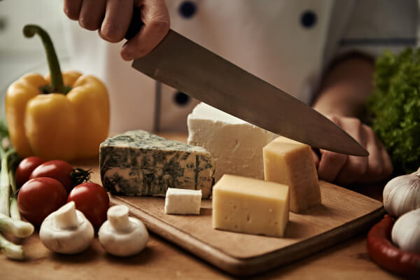 An assortment of cheeses