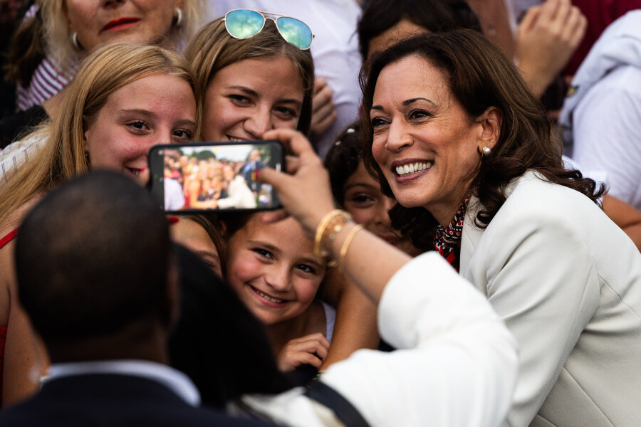 Kamala Harris greeting supporters